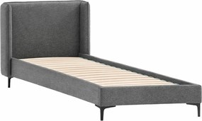 Letto singolo imbottito grigio scuro con griglia 90x200 cm Basti - Ropez