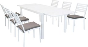 DEXTER - set tavolo in alluminio cm 160/240 x 90 x 75 h con 6 sedie Dexter