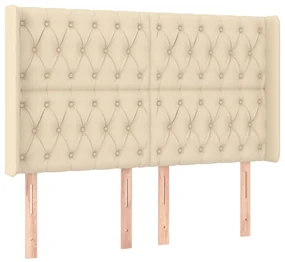 Testiera ad orecchio crema 147x16x118/128 cm in tessuto