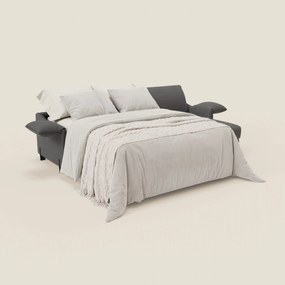 Primula divano letto angolare con materasso H18 cm - penisola contenitore in tessuto smacchiabile T05 antracite