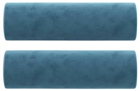 Divano a 3 posti con cuscini blu 180 cm in velluto