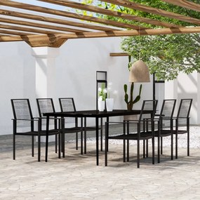 Set mobili da pranzo da giardino 7 pz nero