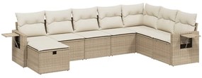 Set divano da giardino 8 pz con cuscini beige in polyrattan