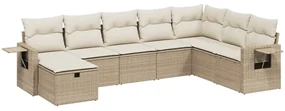 Set divano da giardino 8 pz con cuscini beige in polyrattan
