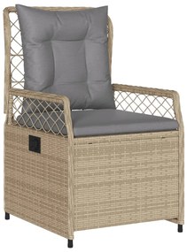 Set da pranzo da giardino 7 pz con cuscini beige in polyrattan