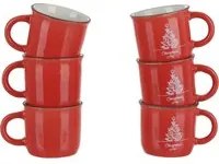 Set 6 tazzine caffè natalizie 60 ml ceramica rosse