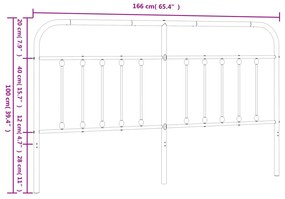 Testiera in Metallo Bianco 160 cm