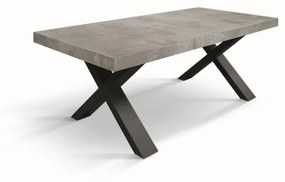 Tavolo allungabile AMALFI in legno effetto grigio cemento e gambe a X antracite, allungabile 160&#215;90 cm &#8211; 240&#215;90 cm