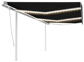Tenda Da Sole Retrattile Manuale Con Led 6x3,5 M Antracite /