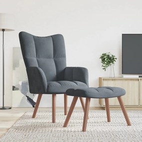 Poltrona Relax Con Poggiapiedi Grigio Scuro İn Velluto /