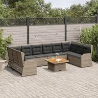 Set Divani da Giardino 7 pz con Cuscini in Polyrattan Grigio 3262380