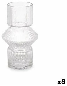 Vaso Righe Trasparente Cristallo 9,5 x 16,5 x 9,5 cm (8 Unità)