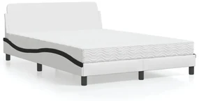 Letto Con Materasso Bianco E Nero 140x190 Cm İn Similpelle /