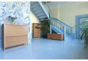 Scarpiera color naturale trama in rovere con spazio contenitivo e panca NewEst - Woodman