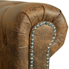 Divano chesterfield a 2 posti in finta pelle marrone