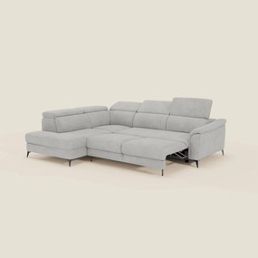 Arcos Divano angolare - piedini alti e poggiatesta reclinabili in microfibra impermeabile T11 grigio chiaro
