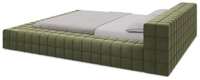 Letto matrimoniale imbottito verde con griglia 160x200 cm Akela - Makamii