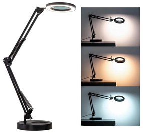 Brilagi - Lampada da tavolo LED dimmerabile con una lente d'ingrandimento LED/12W/5V 3000/4200/6000K nero