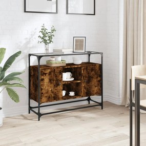 Credenza Piano Vetro Rovere Fumo 98x35x81cm Legno Multistrato /