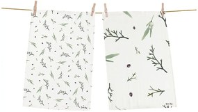 Asciugamani in cotone con motivo natalizio in set da 2 50x70 cm Delicate Green - Butter Kings