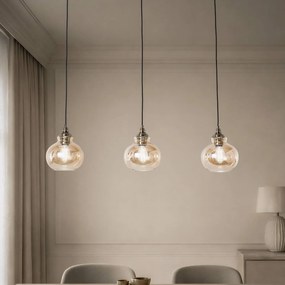 Lampada a sospensione Tymoni Lindby, dimmerabile, Crema / Ambra, Soggiorno / Sala da pranzo, Vetro, Vintage, Lampada a sospensione