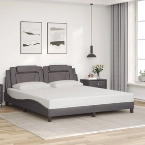 Giroletto Con Testiera Grigio 180x200 Cm İn Similpelle /