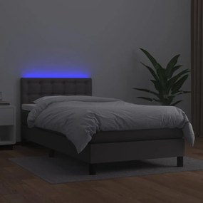 Giroletto molle con materasso e led grigio 90x190cm similpelle