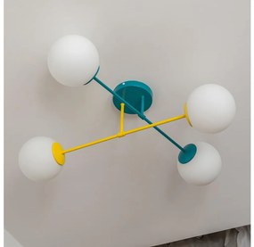 Plafoniera MOON 4xE27/15W/230V turchese/giallo