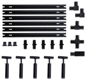 Sistema di illuminazione a binario moderno con 5 faretti neri monofase - Iconic Ivy