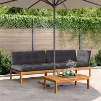 Set Divano Pallet Giardino 3pz con Cuscini Massello Acacia 3209445