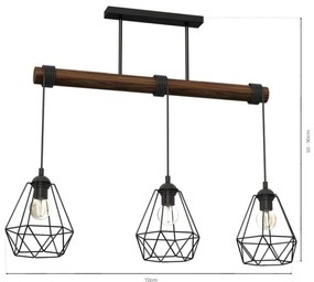 Lampadario a plafone ACERO 3xE27/60W/230V