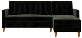 Divano letto variabile nero con superficie in velluto e vano portaoggetti Celine - Støraa