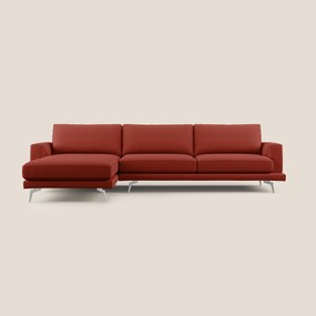 Dorian divano moderno angolare con penisola in tessuto morbido antimacchia T05 rosso 328 cm Sinistro