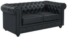 Divano 2 posti pelle di bufalo nero  - CHESTERFIELD