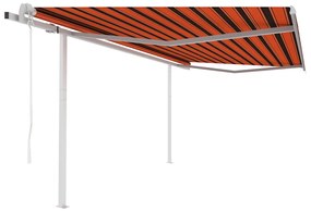 Tenda Retrattile Automatica Con Pali 4x3 M Arancio E Marrone /