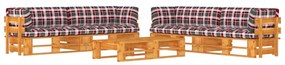 Set divani in pallet con cuscini 6 pz in pino impregnato miele