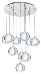 Lampadario A Sospensione Moderno Conessa Acciaio Cromo 10 Luci Gu10 10X3W