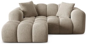 Divano angolare marrone chiaro (con penisola a sinistra/con chaise lounge) con rivestimento in ciniglia Treno – Cosmopolitan Design