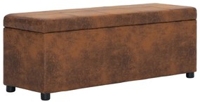 Panca Vano Portaoggetti 116 Cm Marrone Similpelle Scamosciata /