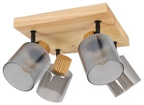 Brilagi - Faretto HYGGE 4xE14/15W/230V legno di gomma/vetro fumé