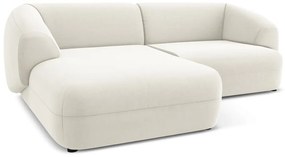 Divano angolare bianco (con penisola a sinistra) con rivestimento in velluto Moana – Makamii