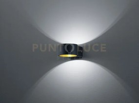 Lacapo applique led 4,3w 430lm, 3000k nera interno oro d. 10cm p. 15cm