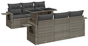 Set divani da giardino 7 pz con cuscini grigio in polyrattan