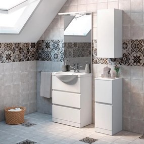 Mobile sottolavabo e lavabo Elise per vasca centrale bianco lucido L 60 x H 190 x P 33.5 cm 2 cassetti