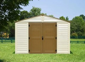 Grande casetta da giardino in plastica Duramax WoodBridge Plus 10,5 x 10,5
