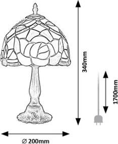 Brilagi - Lampada da tavolo Tiffany in vetro colorato GARLAN 1xE14/40W/230V