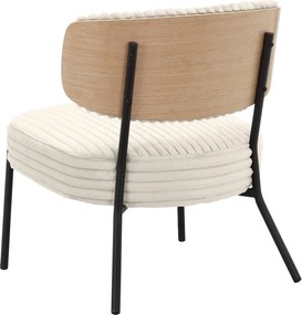 Poltrona in velluto a coste color crema con poggiapiedi Jerry - Støraa