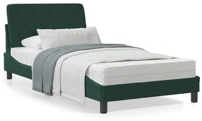 Letto con materasso verde scuro 100x200 cm in velluto
