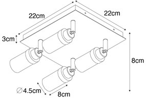 Faretto da bagno moderno nero 4 luci IP44 - Japie