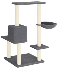 Albero per Gatti con Tiragraffi in Sisal Grigio Scuro 95 cm